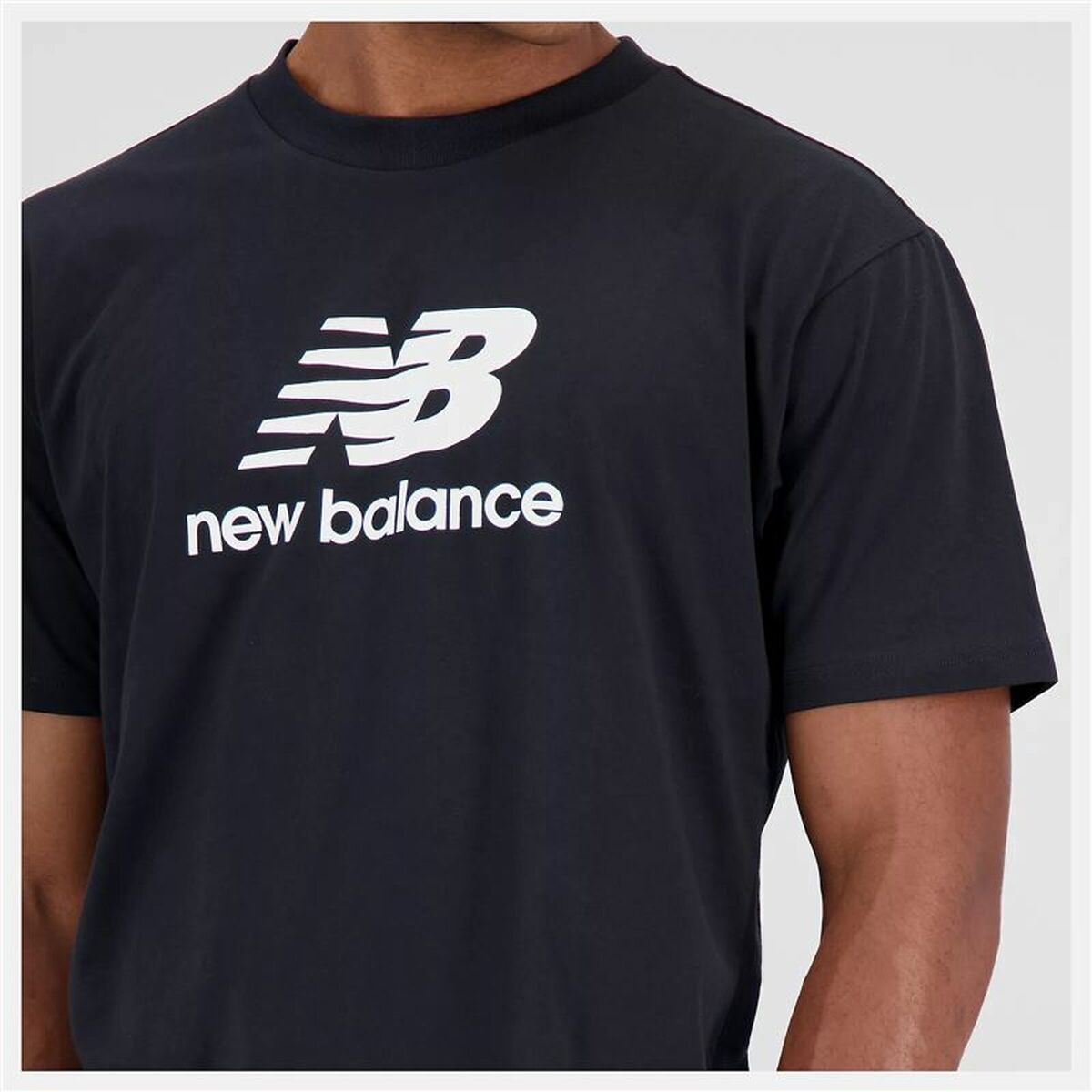 短袖球衣男子New Balance Essentials Stacked Logo Black-2