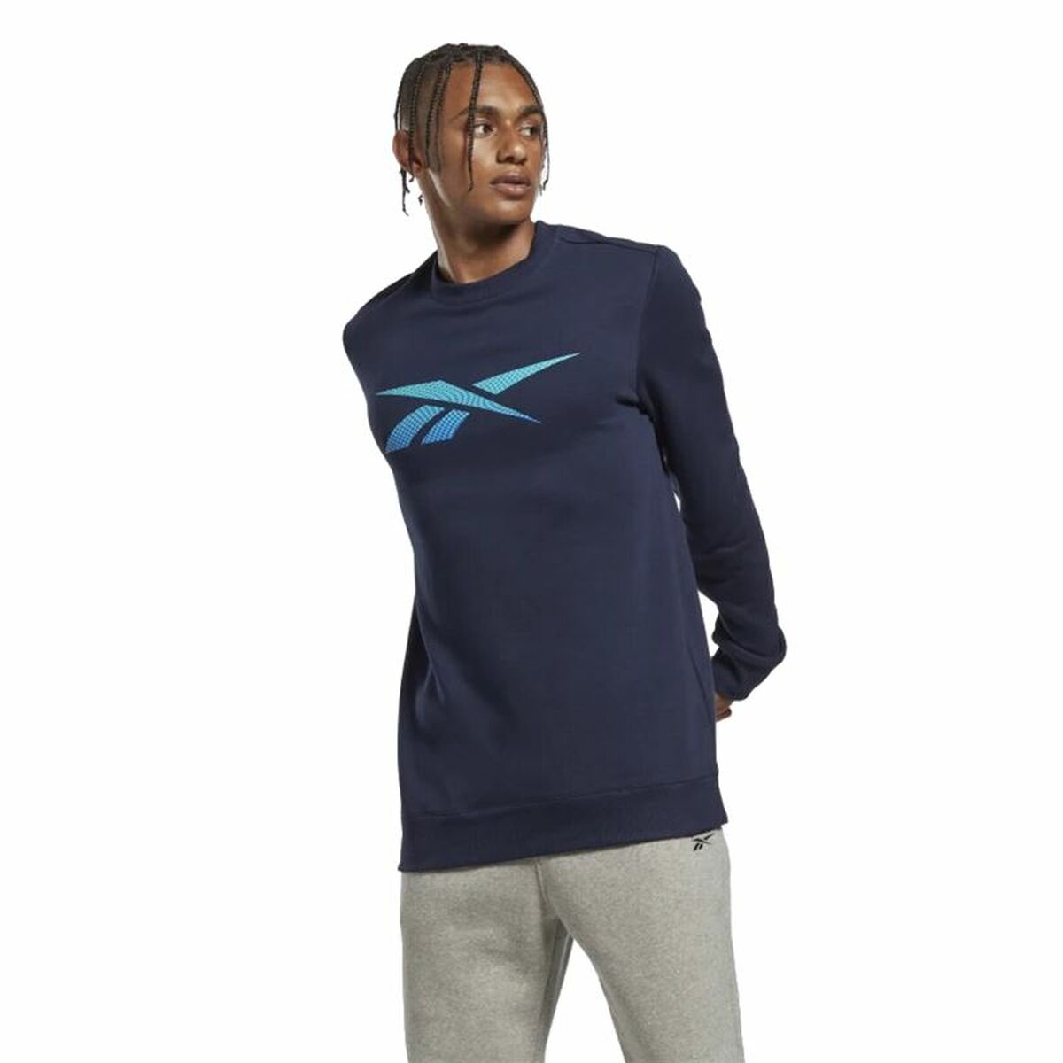 无帽运动衫男性Reebok Identity Fleece Crew深蓝色-2