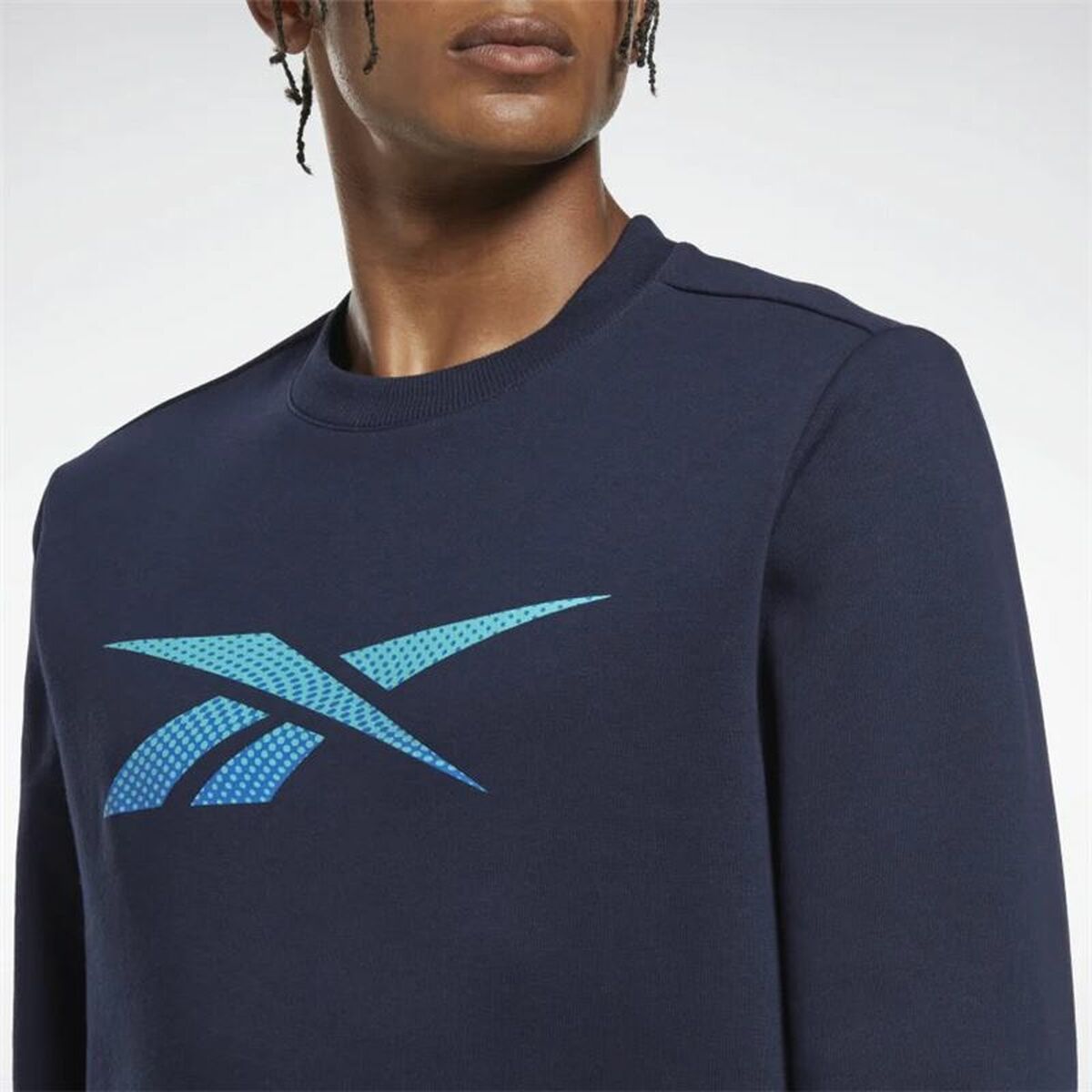 无帽运动衫男性Reebok Identity Fleece Crew深蓝色-5