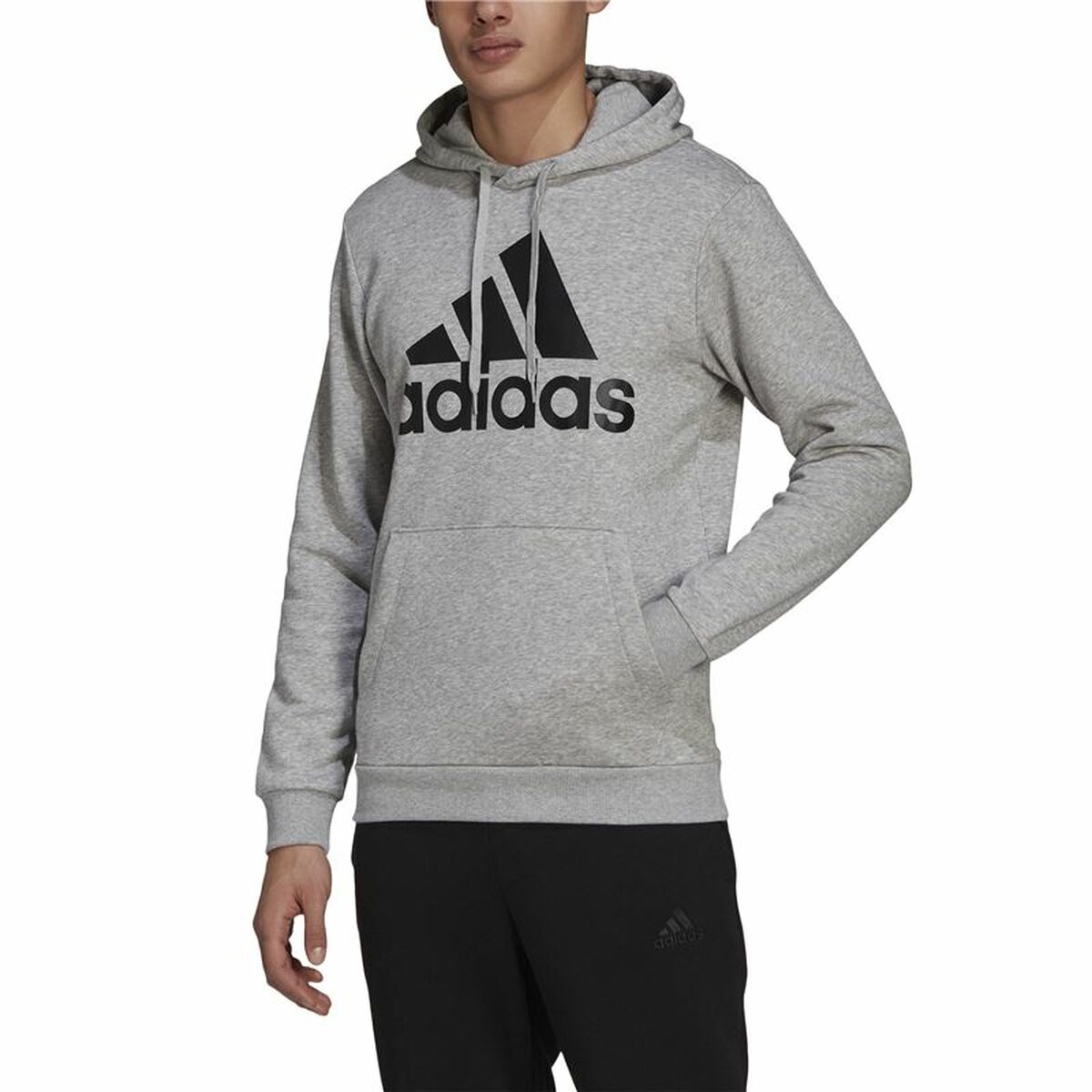 Толстовка с капюшоном мужская Adidas  Essentials Fleece Big Logo Серый-4