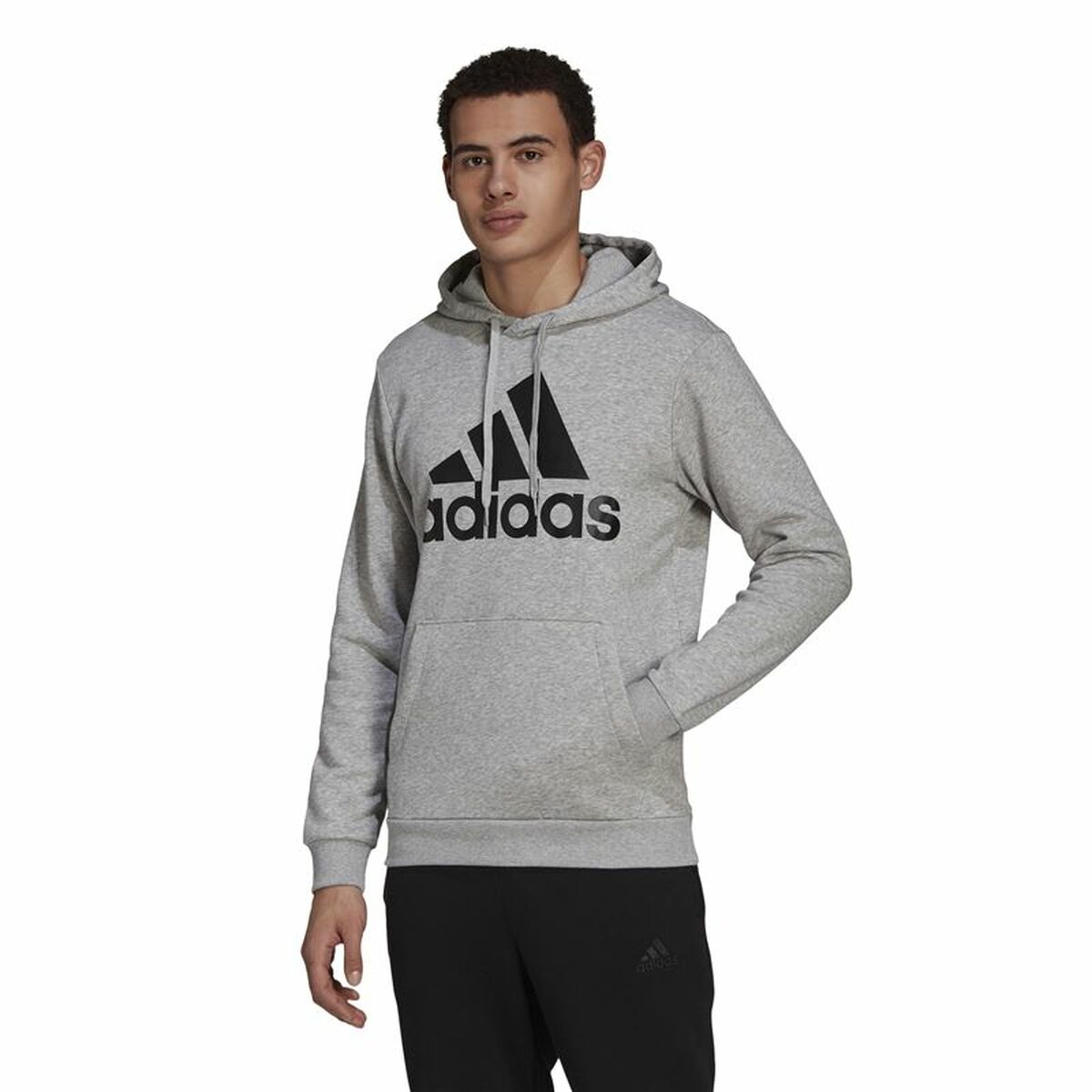Толстовка с капюшоном мужская Adidas  Essentials Fleece Big Logo Серый-7