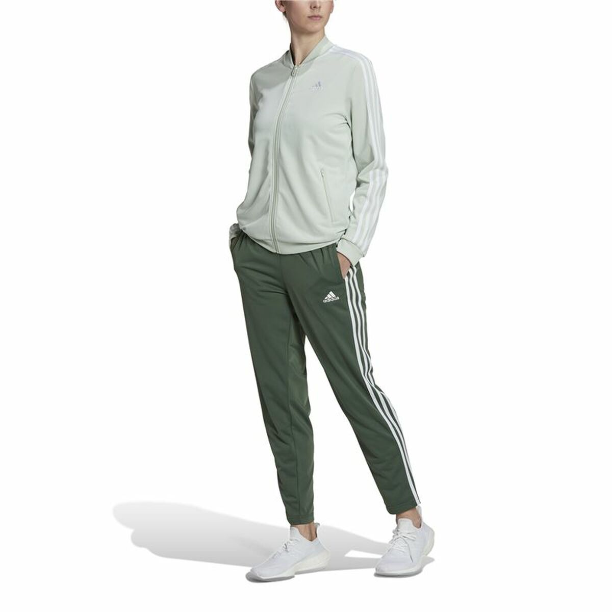 Женский спортивный костюм Adidas Essentials 3 Stripes Светло-зеленый-7
