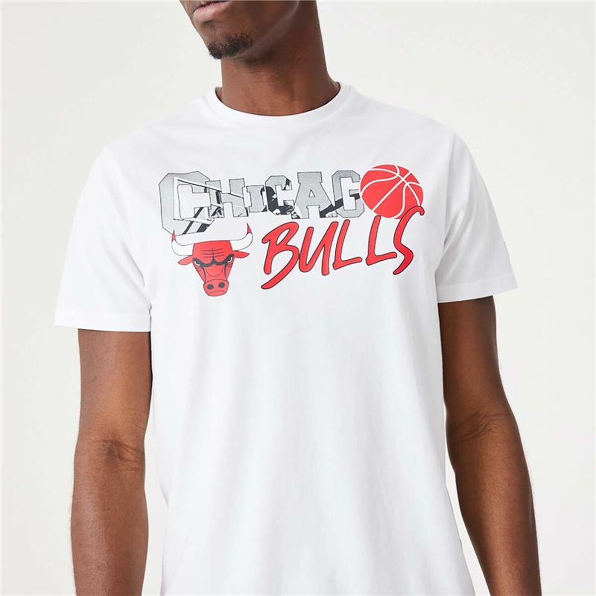 Футболка с коротким рукавом мужская New Era NBA Infill Graphic Chicago Bulls Белый-4