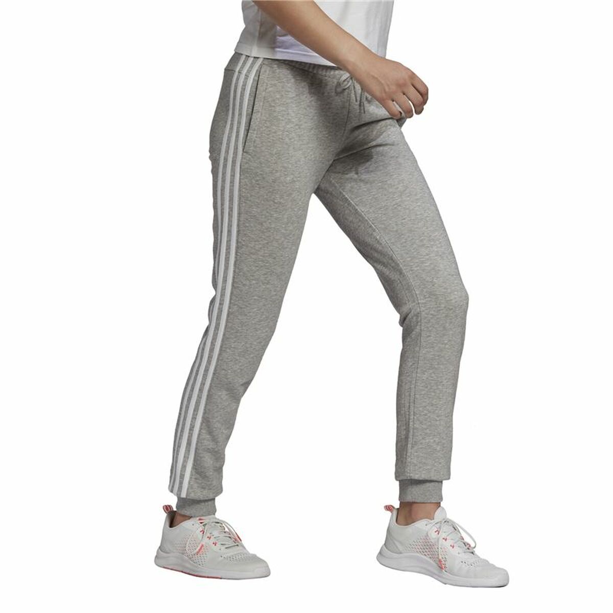Adidas Essentials French Terry 3 Stripes Long Sweatpants Woman Grey-4