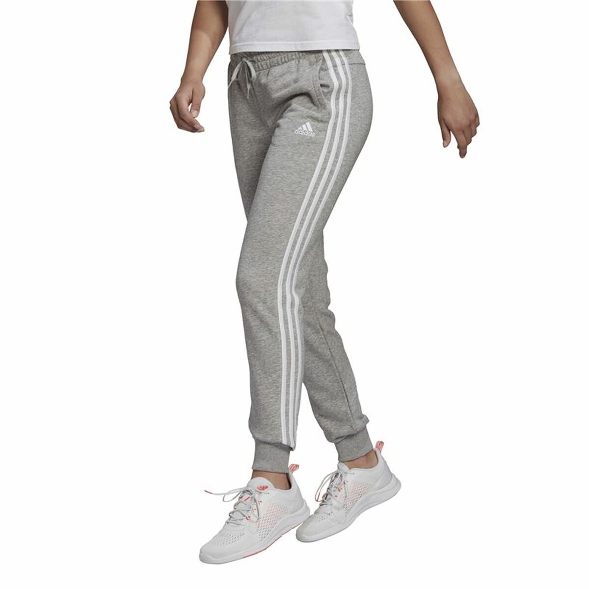Adidas Essentials French Terry 3 Stripes Long Sweatpants Woman Grey-5