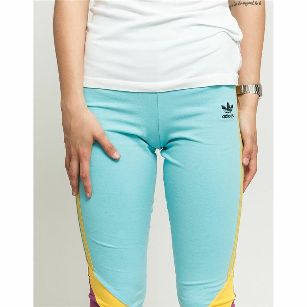 Женские спортивные колготки Adidas  High-Waisted Аквамарин-5