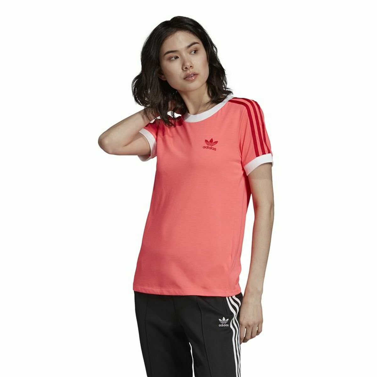 Maglia a manica corta femminile Adidas 3 Stripes Salmone