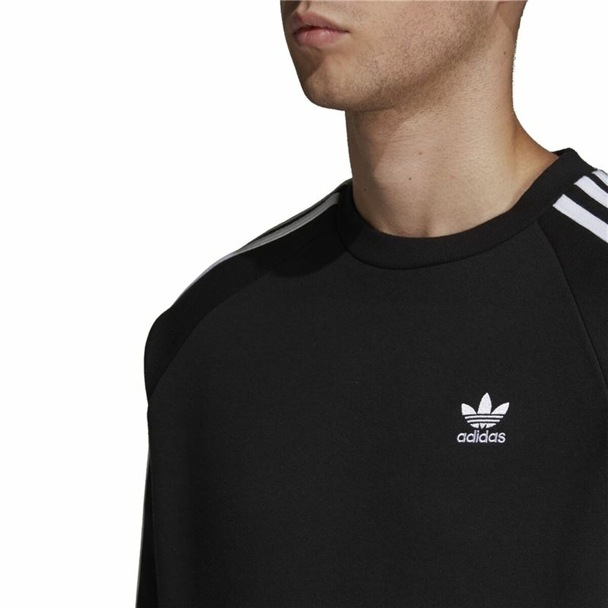 Толстовка без капюшона мужская Adidas 3 stripes Чёрный-6