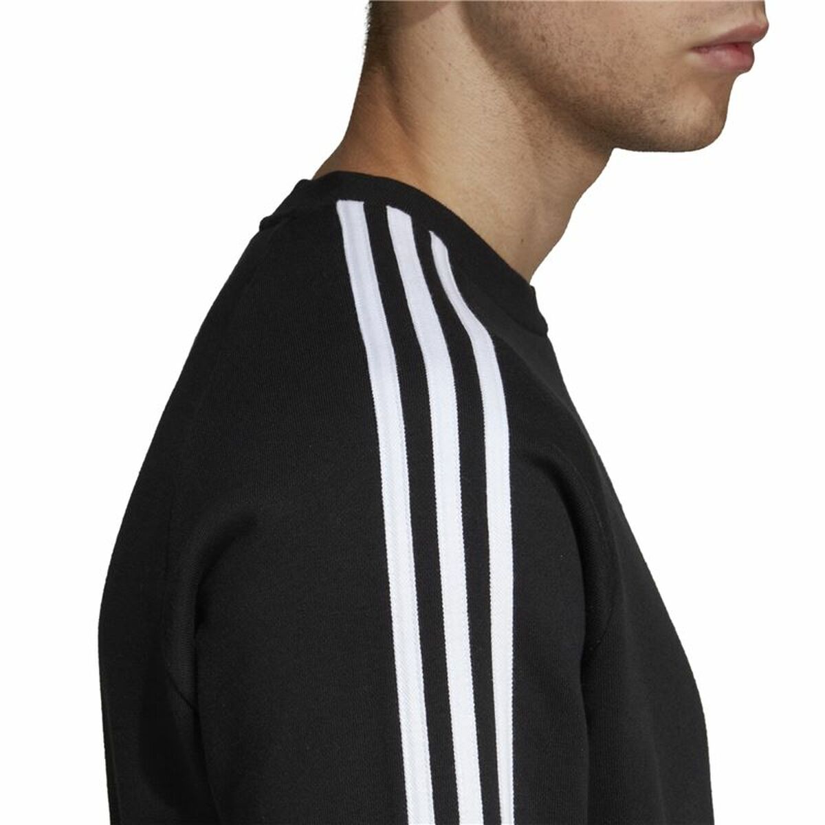 Толстовка без капюшона мужская Adidas 3 stripes Чёрный-7