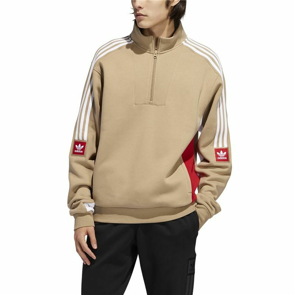 无帽运动衫男子Adidas Modular棕色