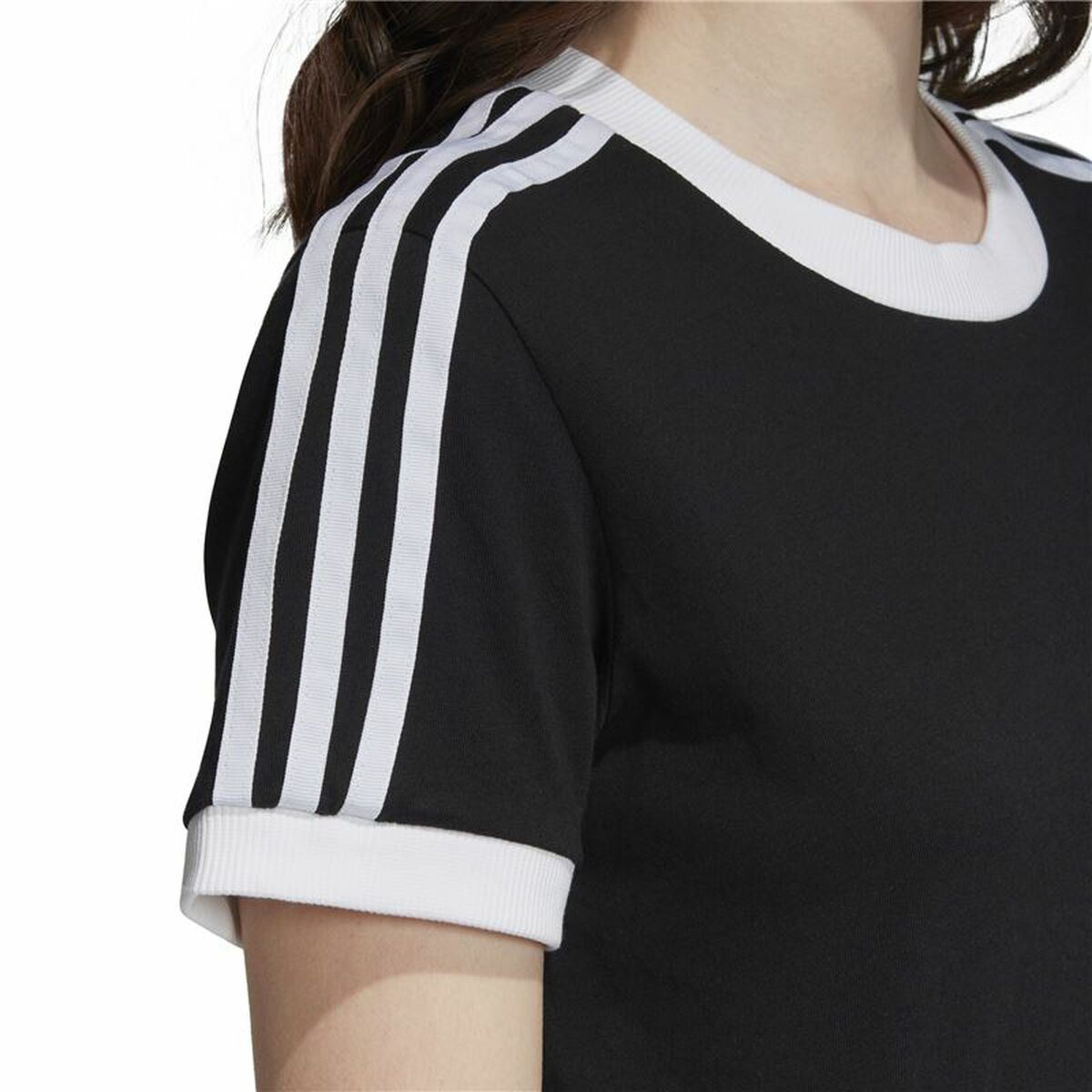 Футболка с коротким рукавом женская Adidas 3 Stripes Чёрный-5
