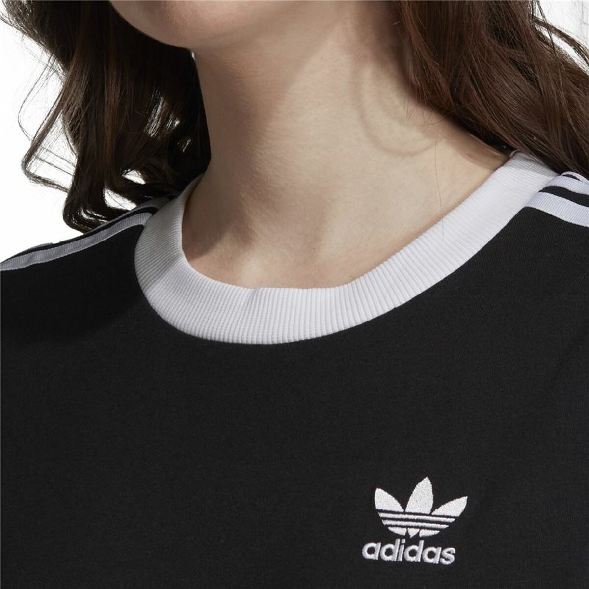 Футболка с коротким рукавом женская Adidas 3 Stripes Чёрный-6