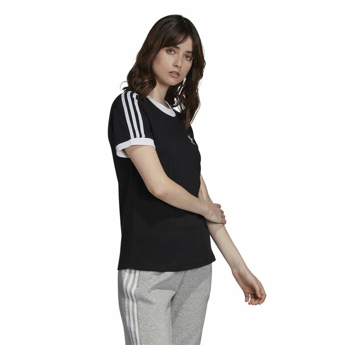 Футболка с коротким рукавом женская Adidas 3 Stripes Чёрный-7