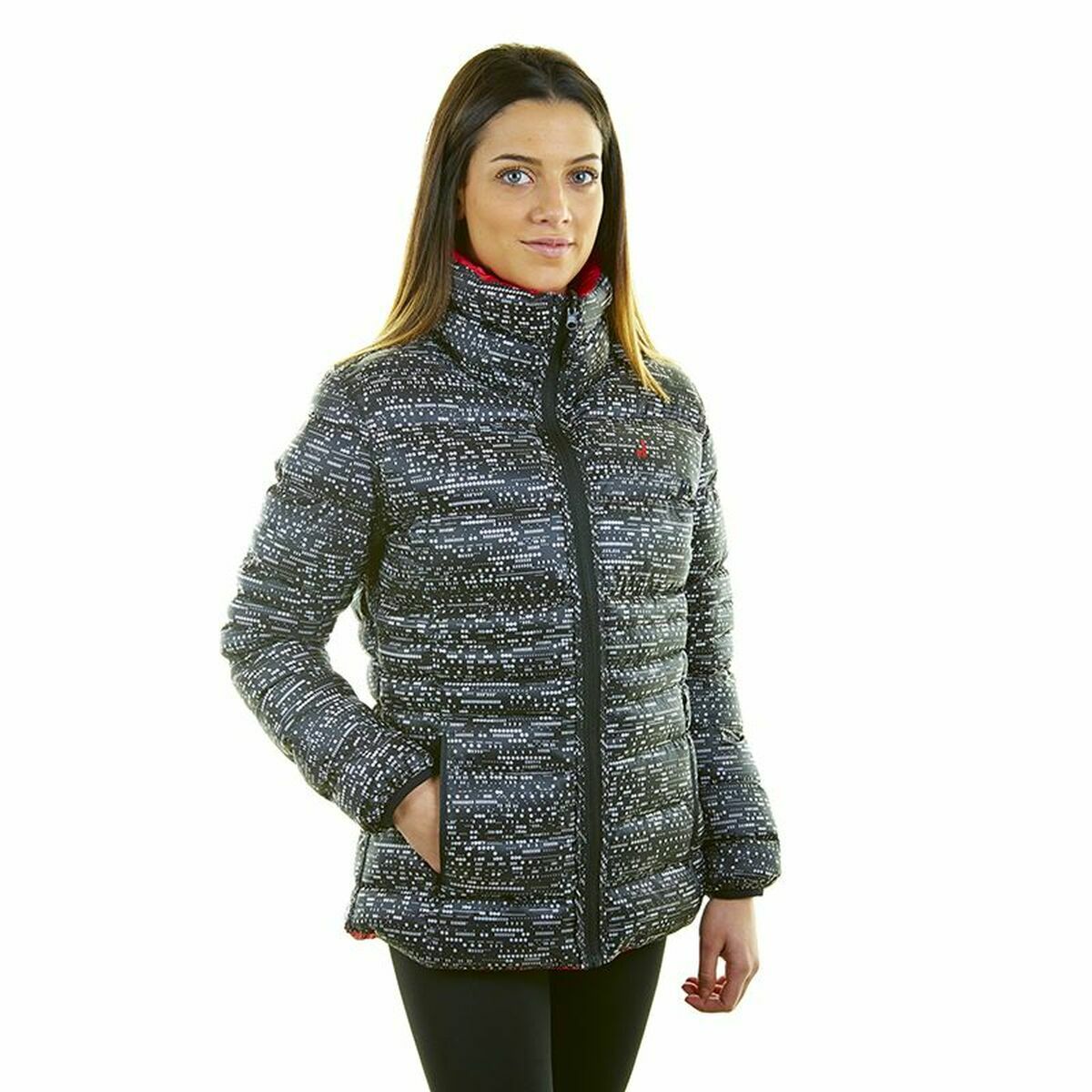 Анорак Joluvi Vegga Женщина Красный Двухсторонний Чёрный-4