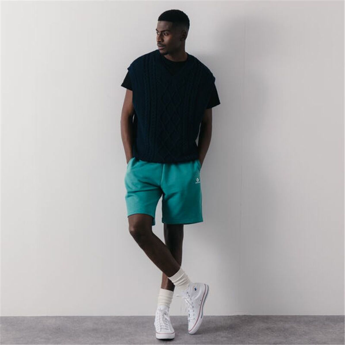Спортивные мужские шорты Converse Classic Fit Wearers Left Star Зеленый-4