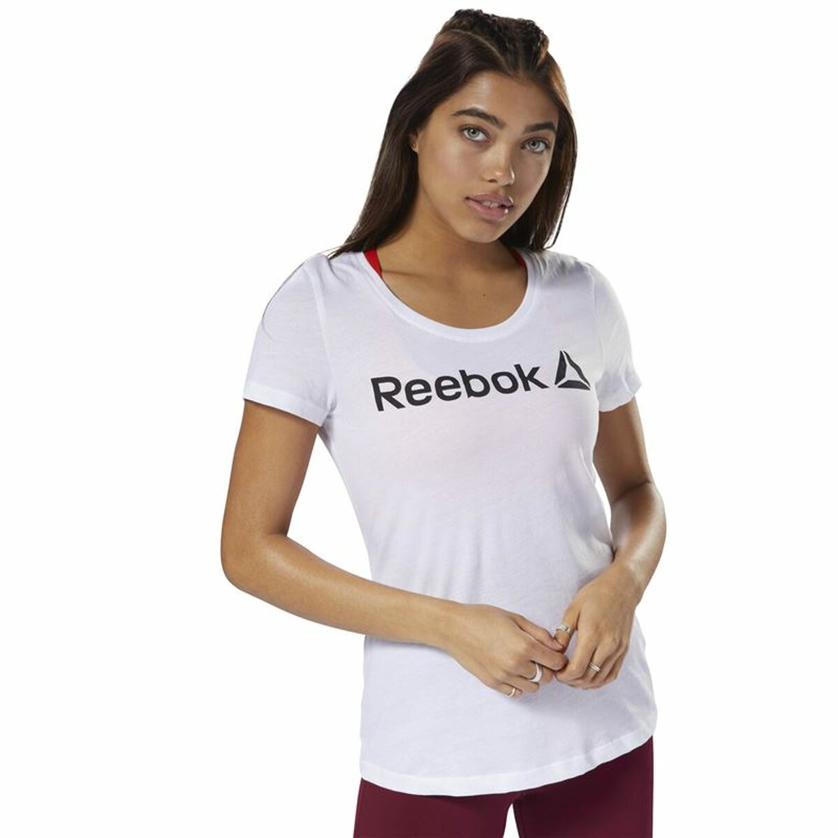 Футболка с коротким рукавом женская Reebok Scoop Neck Белый-7