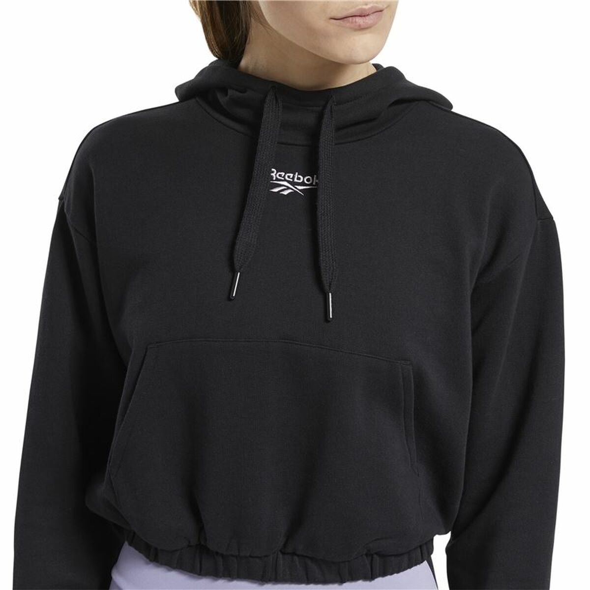 Толстовка с капюшоном женская Reebok Sportswear Cropped Чёрный-3
