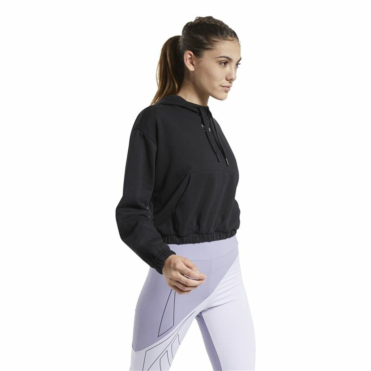 Толстовка с капюшоном женская Reebok Sportswear Cropped Чёрный-4