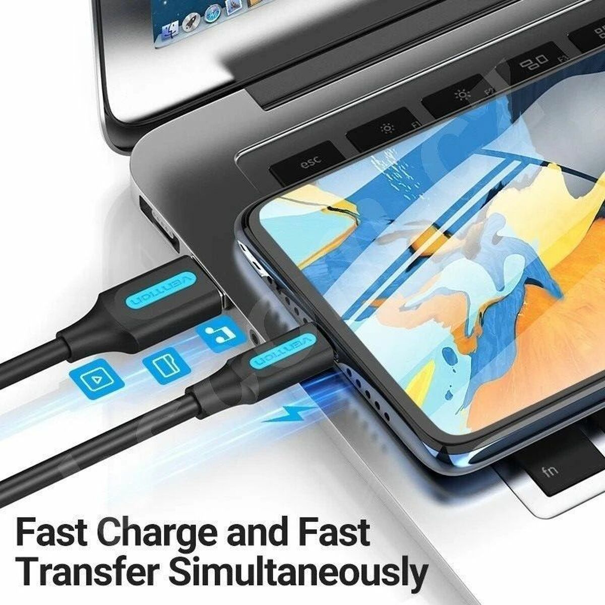 USB-кабель Vention Чорний 50 cm (1 штук)-2