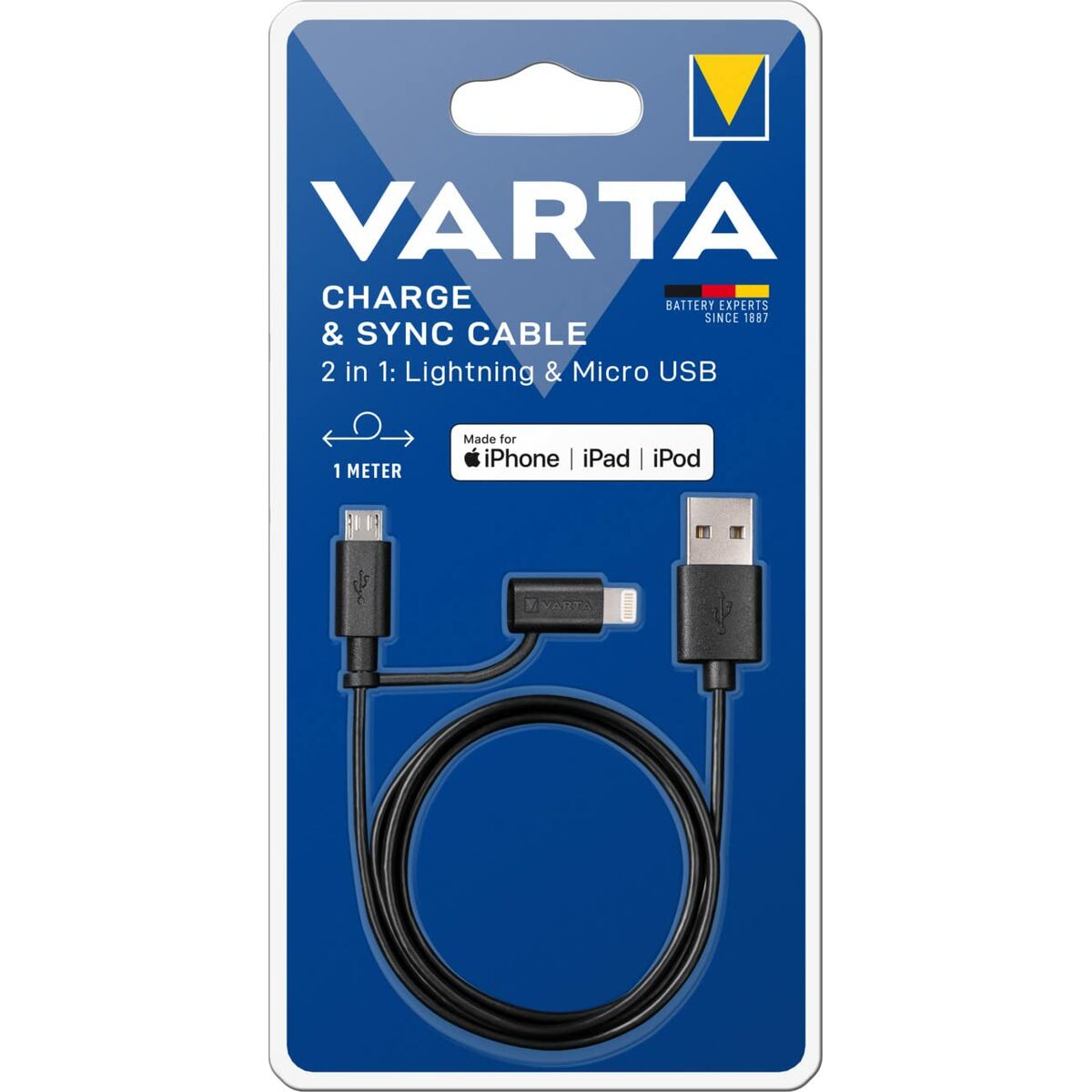 Cavo USB-MicroUSB/Lightning Varta 57943101401 1 m