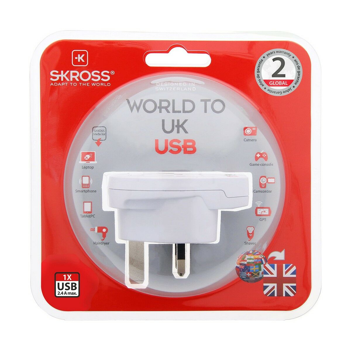 Электрический адаптер Skross 1500267 Великобритания Международный 1 x USB-5