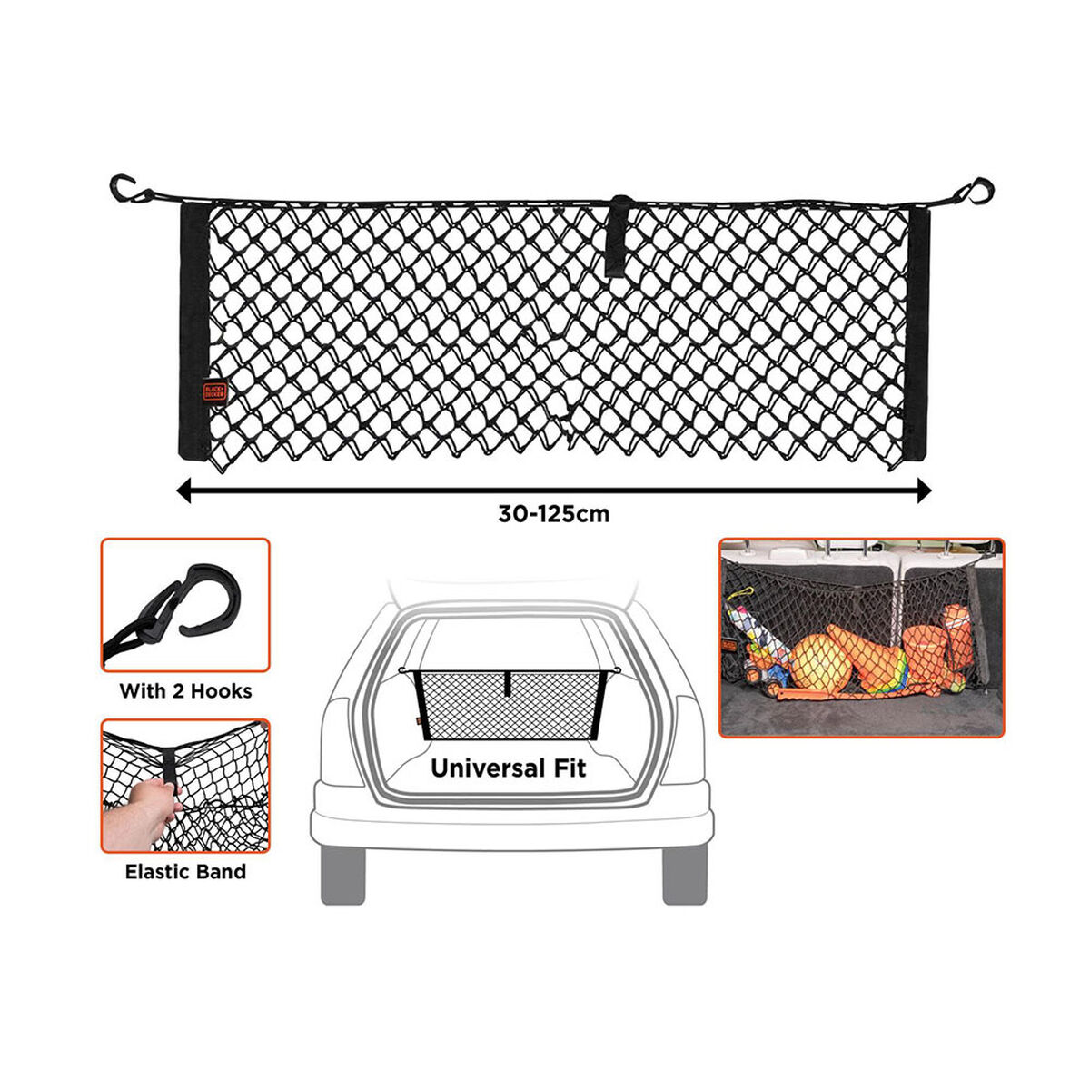 Багажная сетка Black & Decker Чёрный 30-125 x 82 cm-3