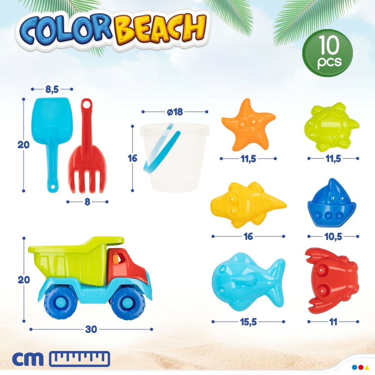 Набор пляжных игрушек Colorbaby полипропилен (8 штук)-7