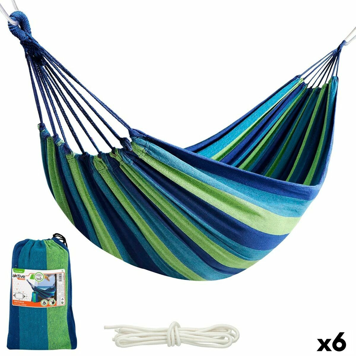 Гамак Aktive Синий 200 x 0,4 x 100 cm (6 штук)-2