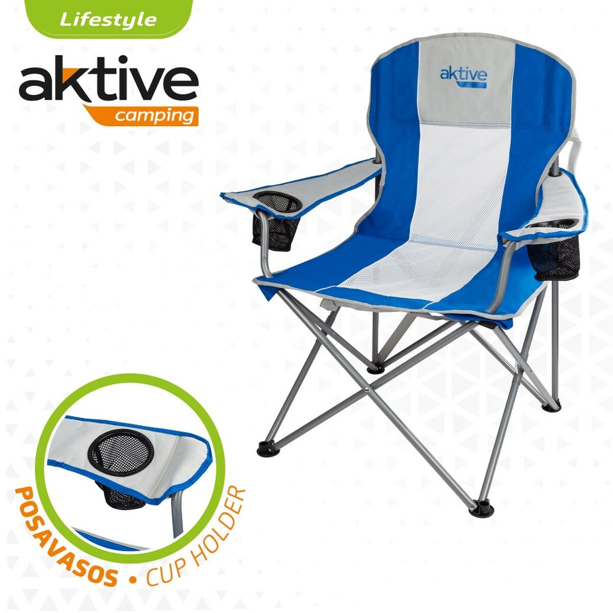 Складной стул для кемпинга Aktive Синий Серый 57 x 97 x 60 cm (4 штук)-4