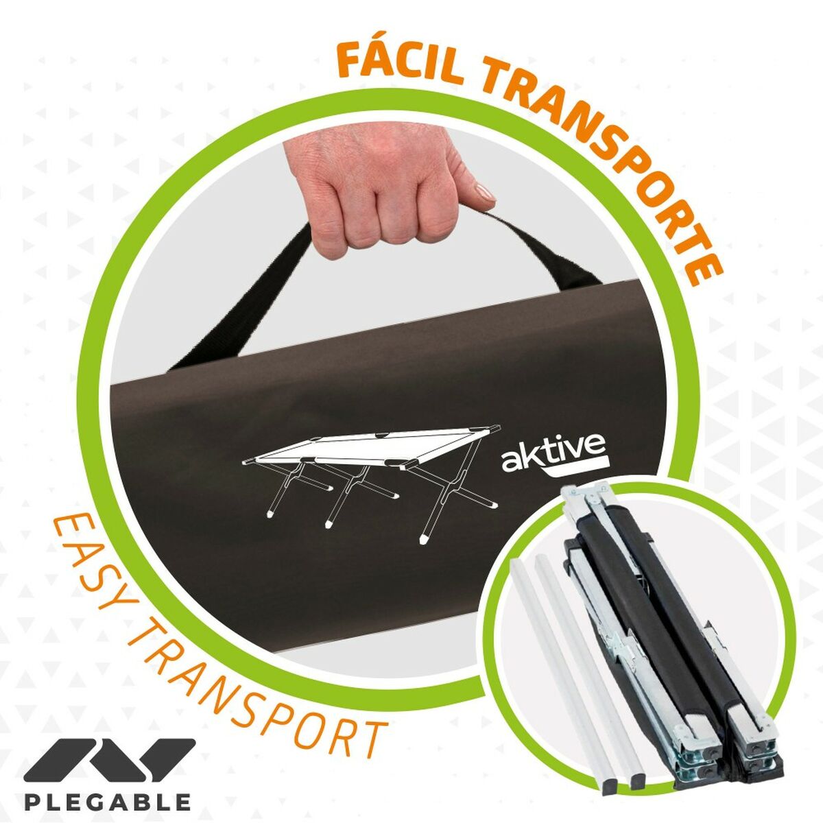 Bed Aktive Black Folding 190 x 42 x 64 cm (2 pieces)-5