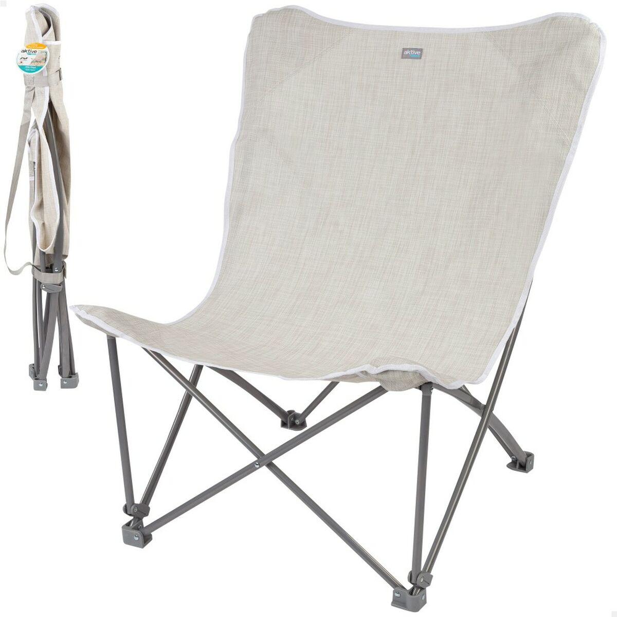 Складной стул для кемпинга Aktive Бежевый 78 x 90 x 76 cm (4 штук)-2
