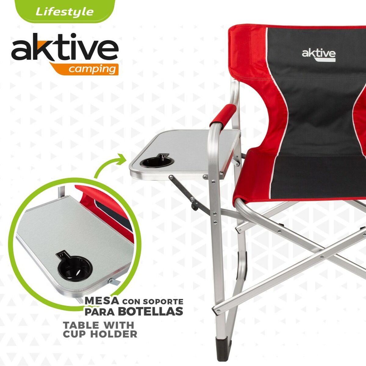 Складной стул для кемпинга Aktive Серый Красный 61 x 92 x 52 cm (2 штук)-4