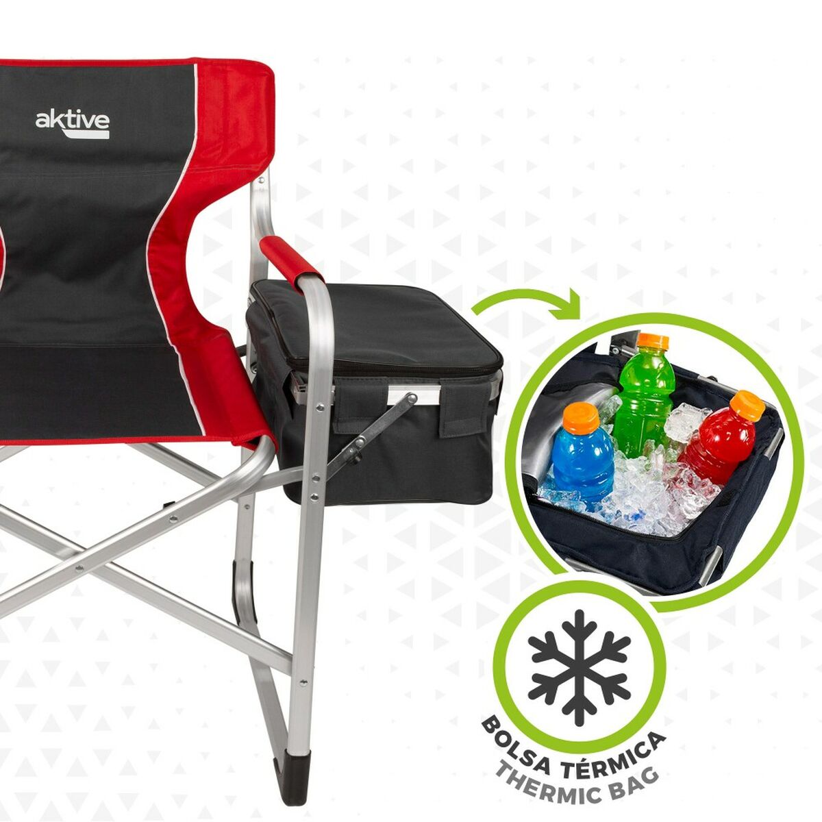 Складной стул для кемпинга Aktive Серый Красный 61 x 92 x 52 cm (2 штук)-5
