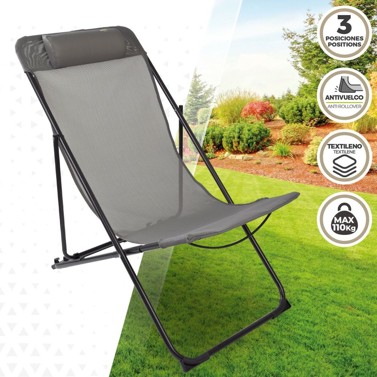 Складной гамак Aktive Серый 52 x 87 x 77 cm (4 штук)-3