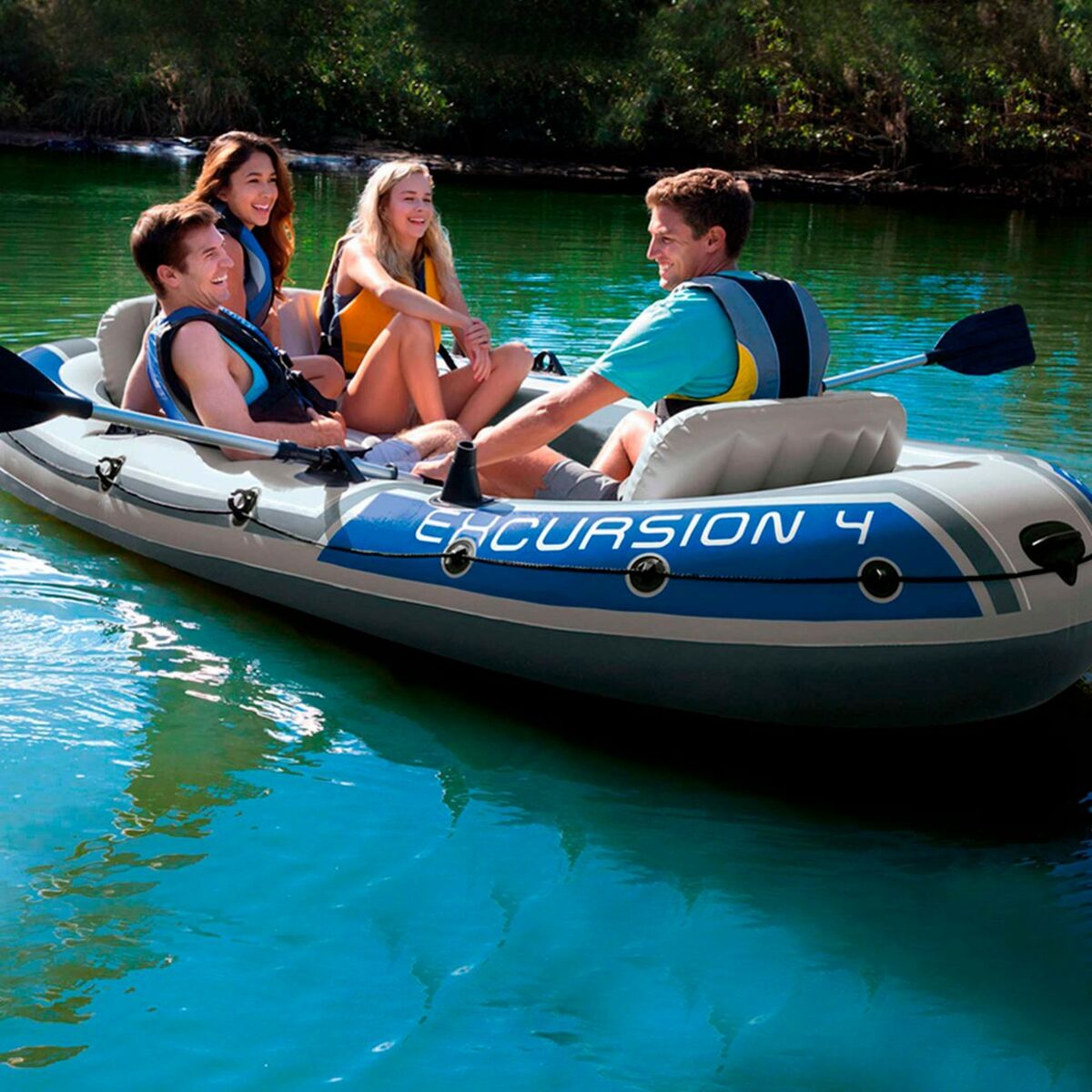 Надувная лодка Intex Excursion 4 Синий Белый 315 x 43 x 165 cm-5