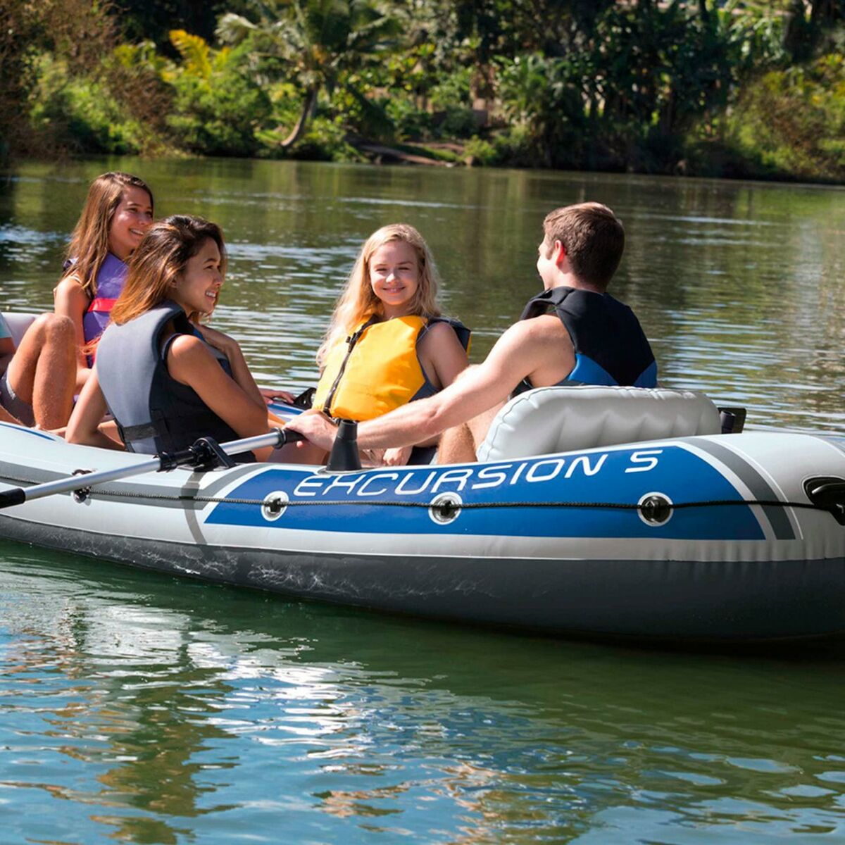 Надувная лодка Intex Excursion 5 Синий Белый 366 x 43 x 168 cm-5