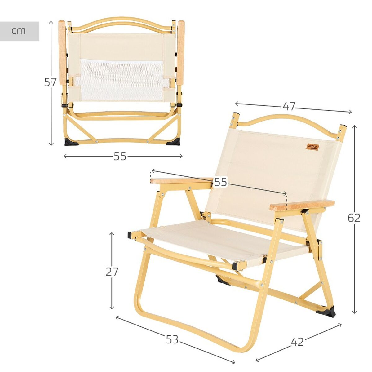 Складной стул для кемпинга Aktive Sabana 47 x 62 x 42 cm (2 штук)-5