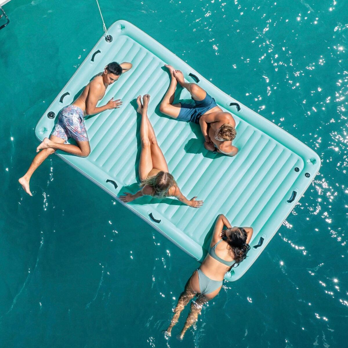 Надувной круг Intex Одеяло Белый бирюзовый 310 x 18 x 183 cm-3