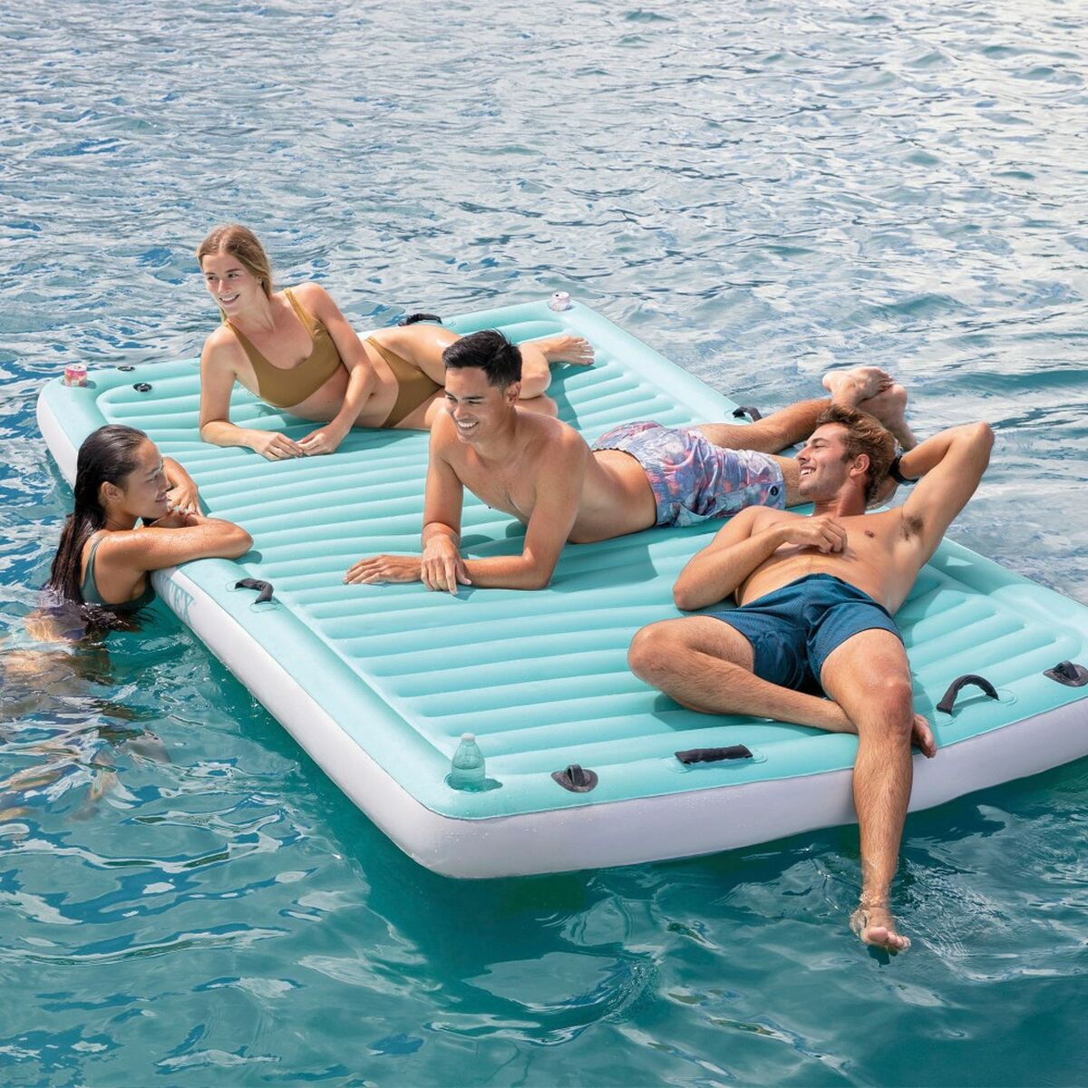 Надувной круг Intex Одеяло Белый бирюзовый 310 x 18 x 183 cm-6