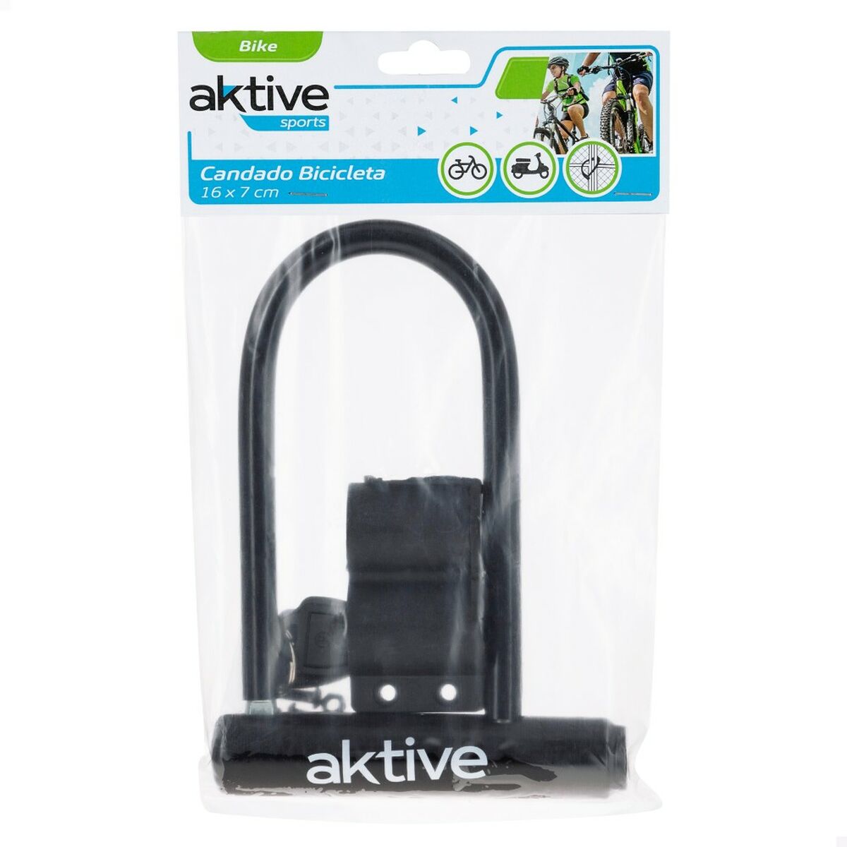 Замок с ключом Aktive Чёрный 19,5 x 12,5 x 2,8 cm 24 штук-3