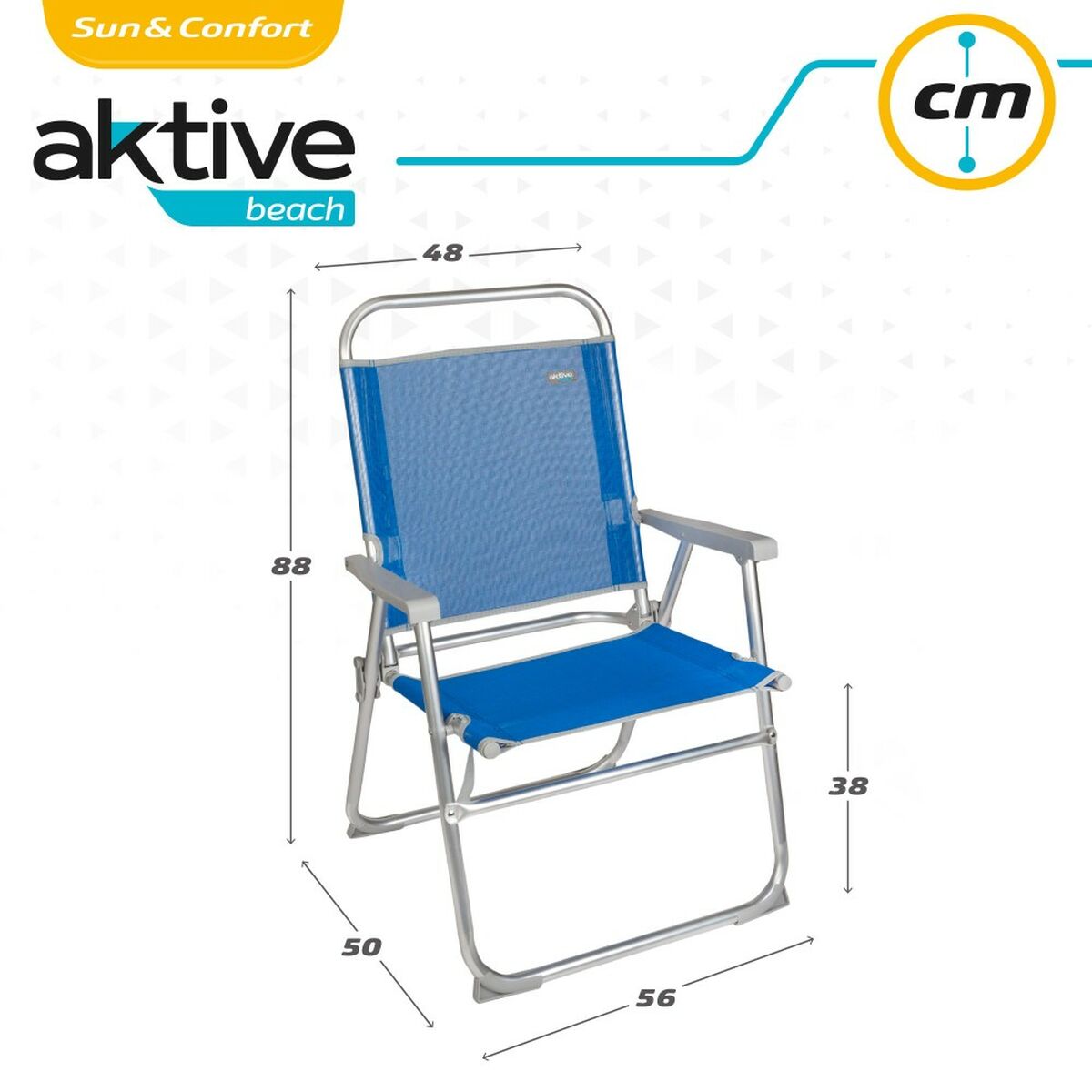 Пляжный стул Aktive Gomera Синий 48 x 88 x 50 cm Алюминий Складной (4 штук)-7