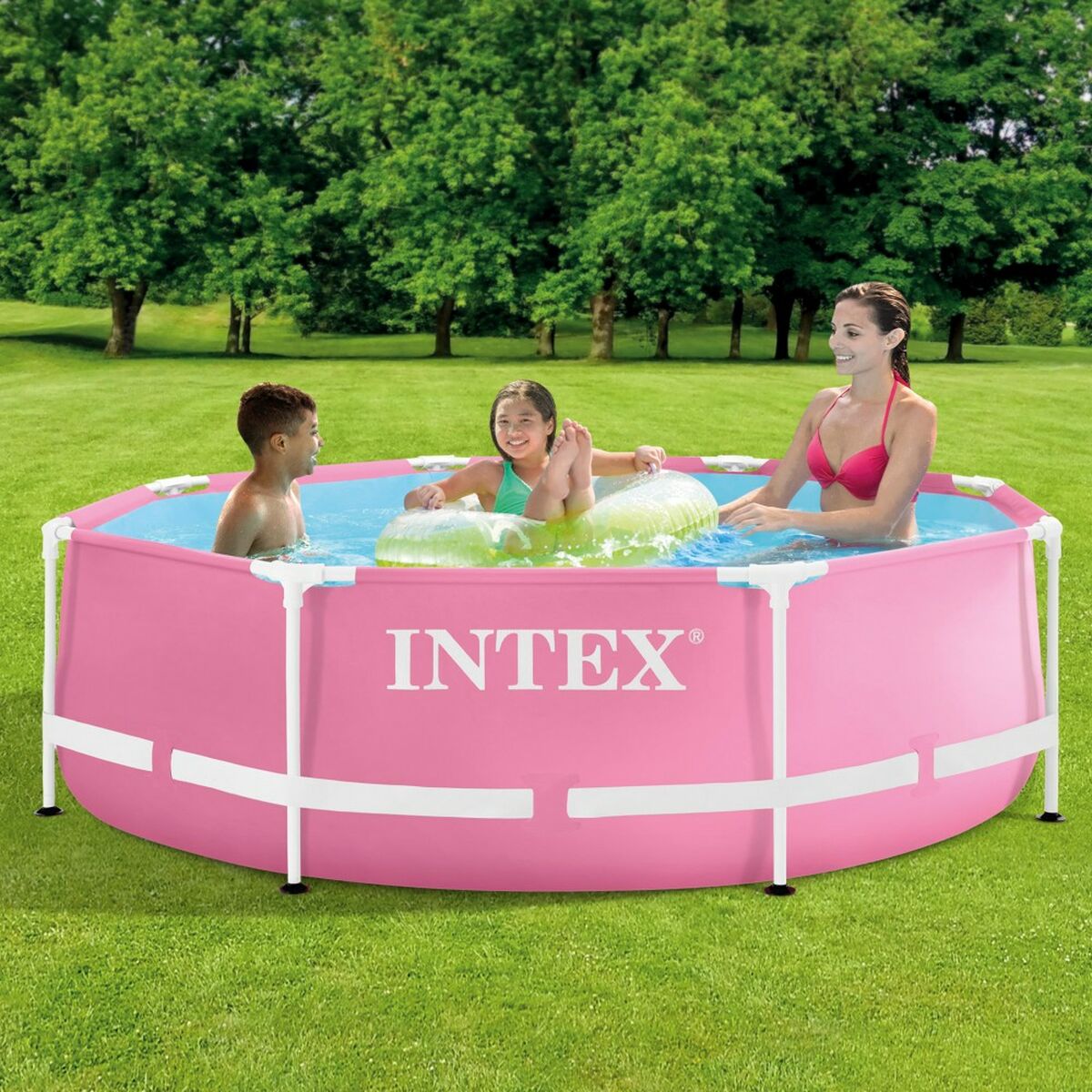 Бассейн Съемный Intex Metal Frame 28290NP Розовый 244 x 74 x 244 cm-2