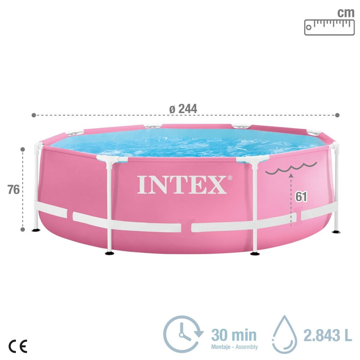 Бассейн Съемный Intex Metal Frame 28290NP Розовый 244 x 74 x 244 cm-4