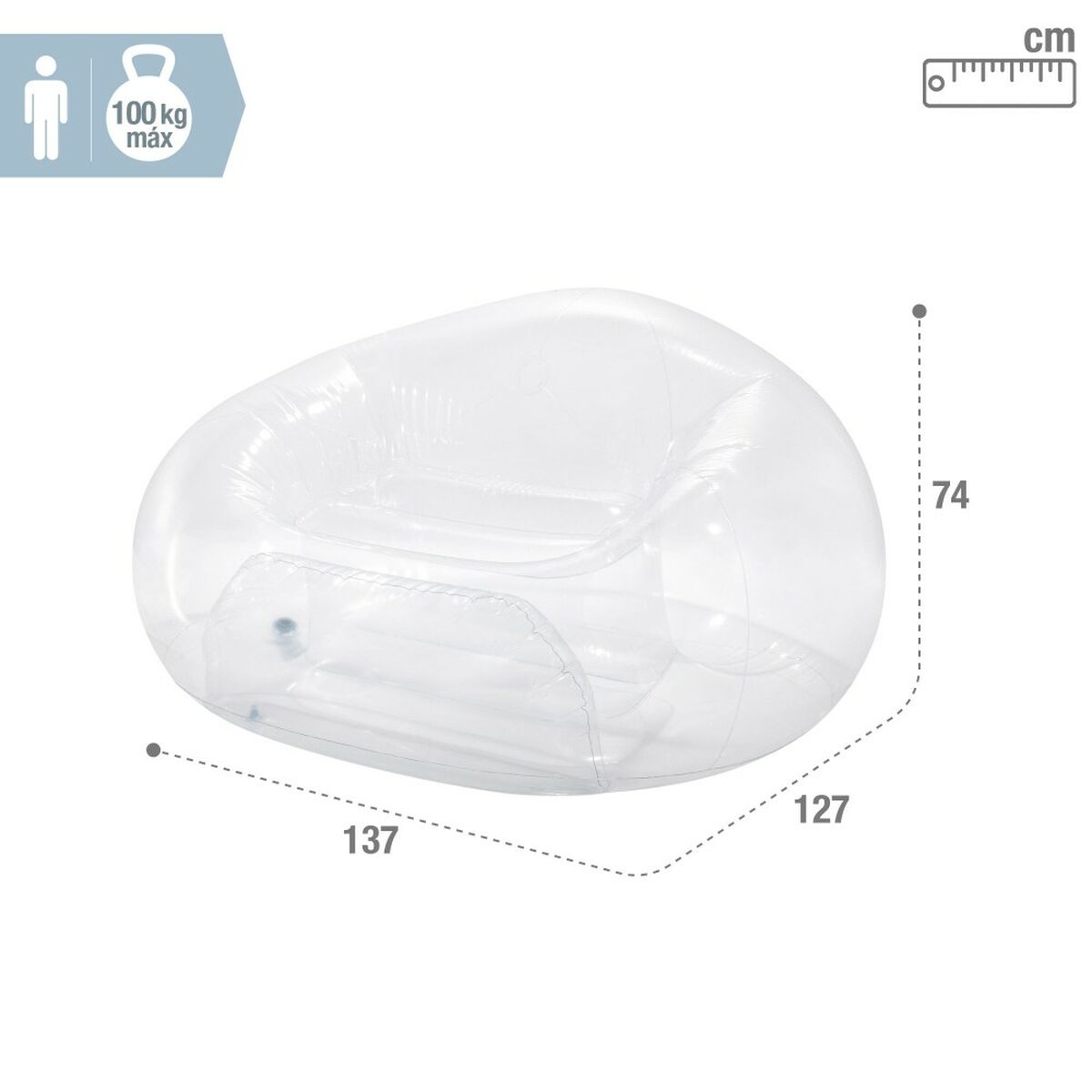 Надувное кресло для бассейна Intex Beanless Прозрачный 137 x 74 x 127 cm (4 штук)-5