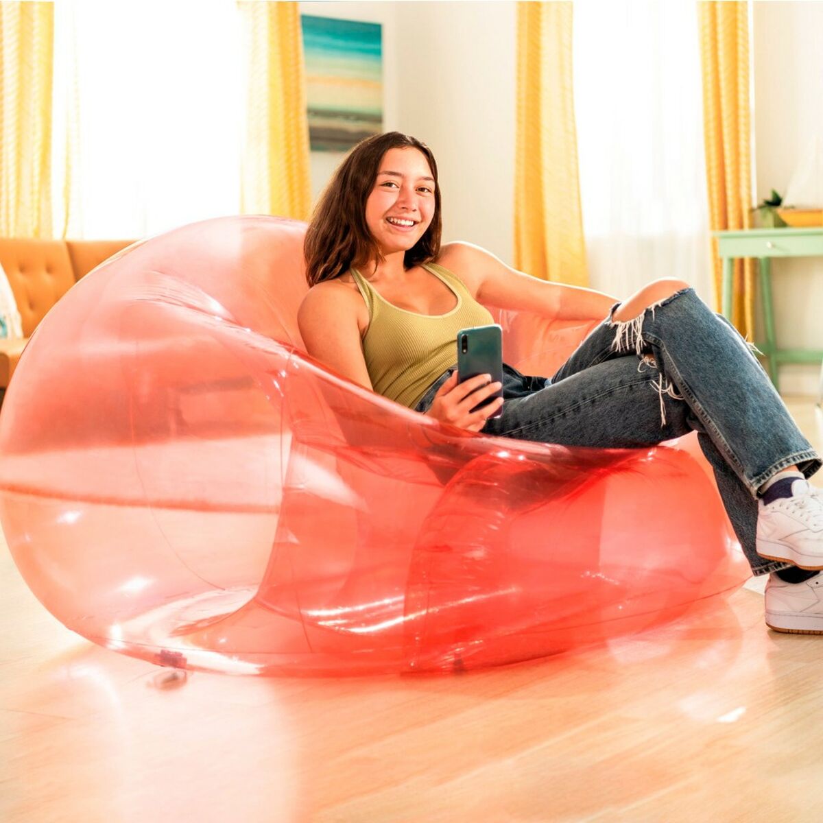 Надувное кресло для бассейна Intex Beanless Прозрачный Розовый 137 x 74 x 127 cm (4 штук)-4