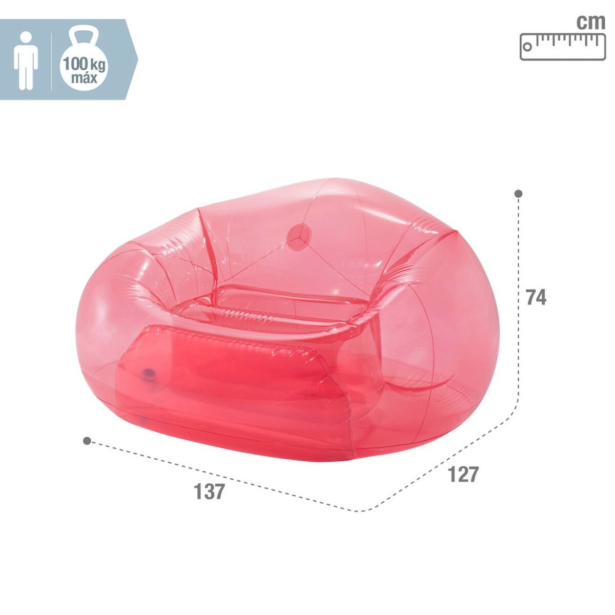 Надувное кресло для бассейна Intex Beanless Прозрачный Розовый 137 x 74 x 127 cm (4 штук)-5