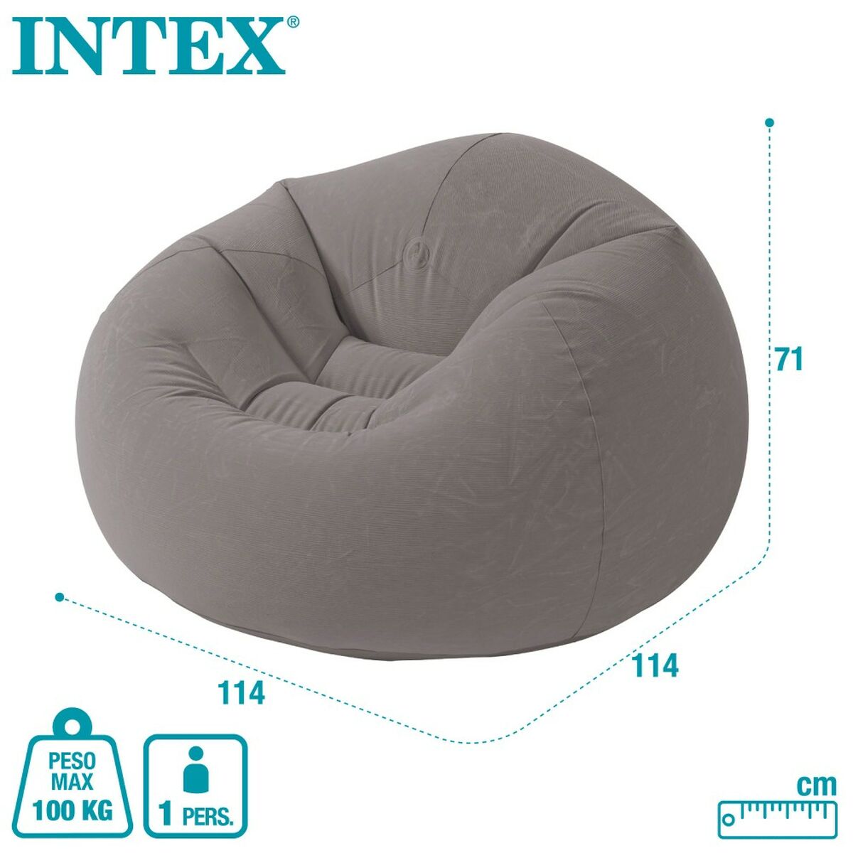 Надувное кресло Intex Серый 107 x 69 x 104 cm (6 штук)-6