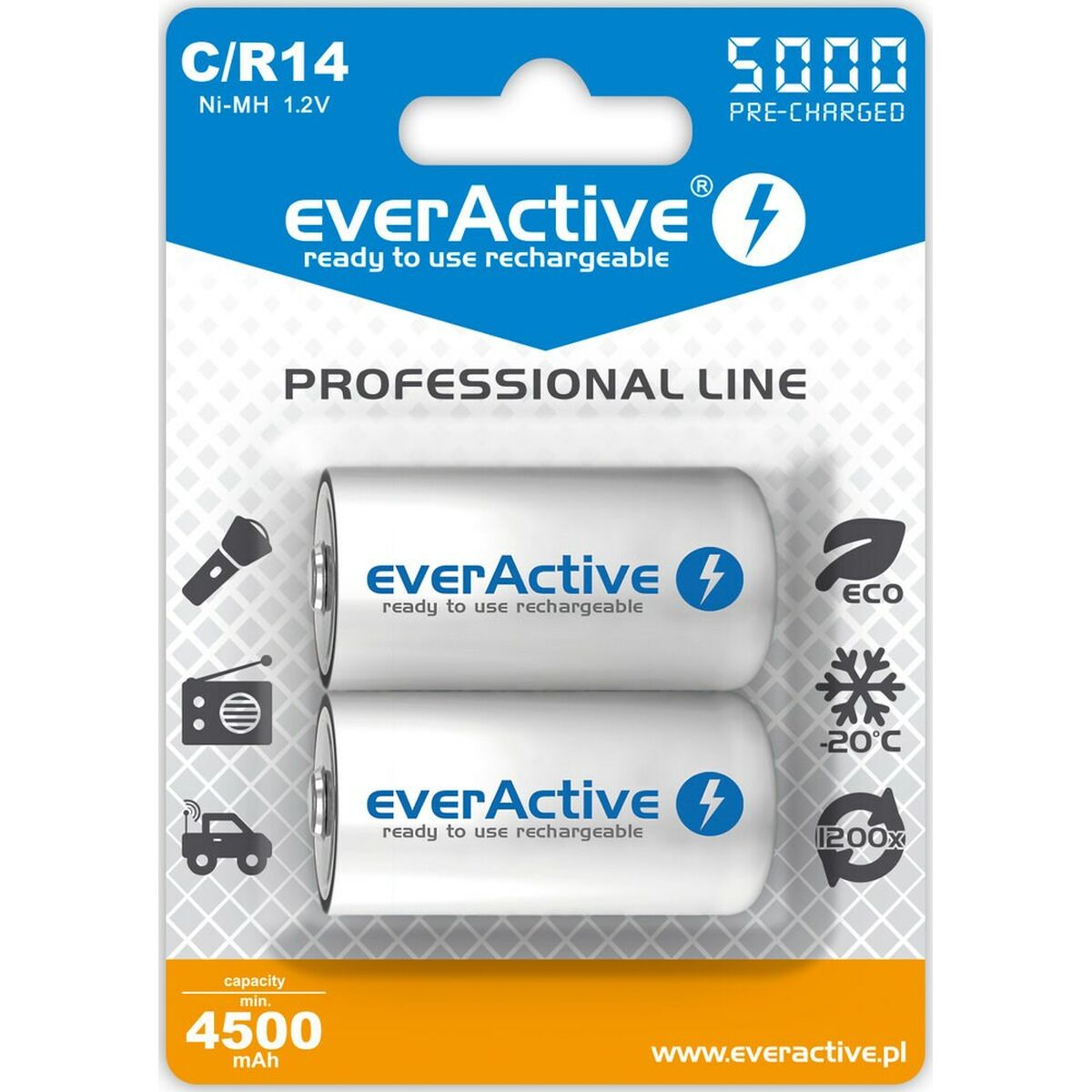 Аккумуляторные батарейки EverActive EVHRL14-5000 1,2 V 5000 mAh-2