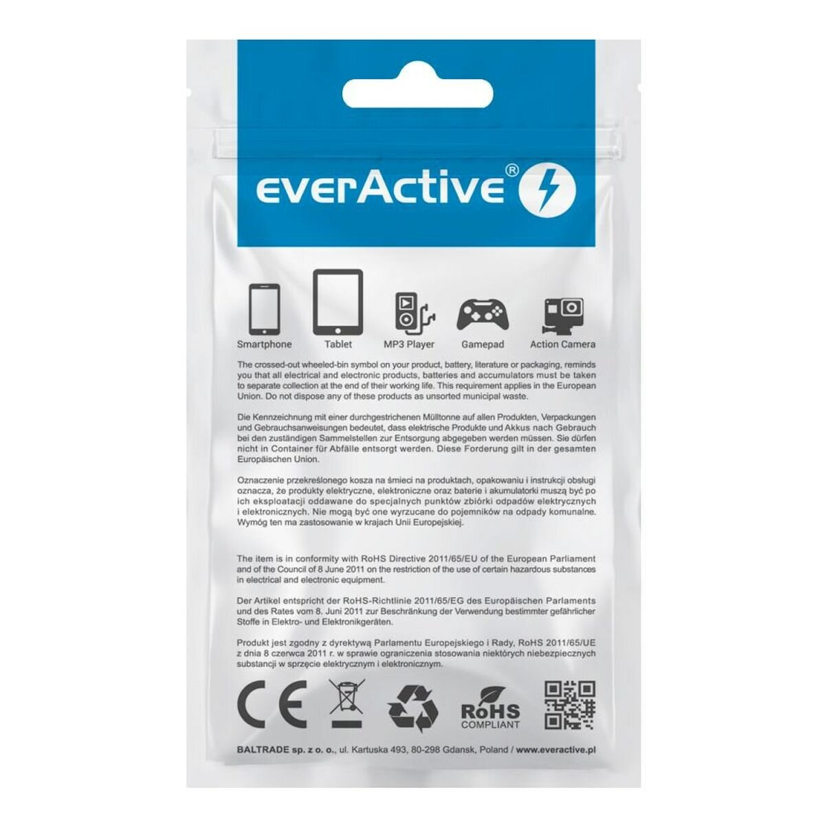 Кабель USB—Lightning EverActive CBS-1IB Чёрный 1 m-2
