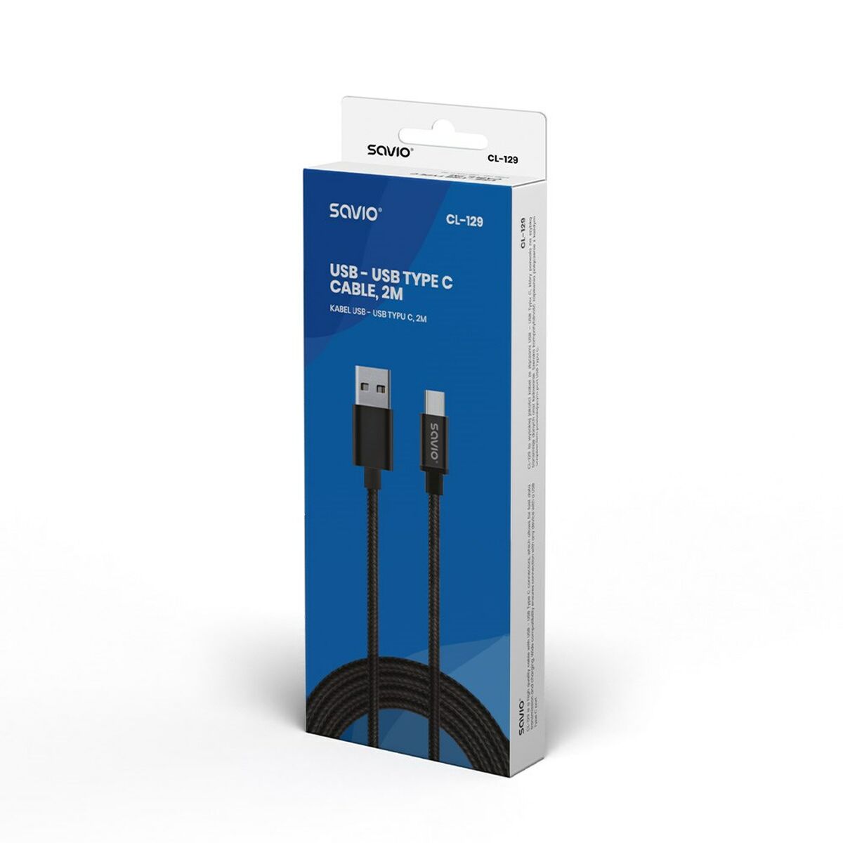 Кабель USB A - USB C Savio CL-129 Чорний 2 m-3